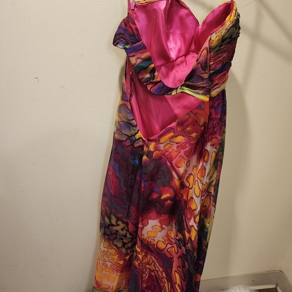 LA FEMME  long evening backless strapless Light weight fit and flare dress 2 - Picture 2 of 12